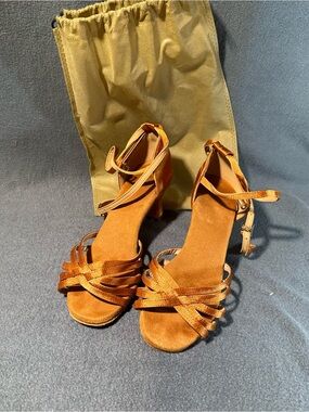 Dance Shoes Women’s Strappy Ankle‑Tie Heeled Sandals in Burnt Orange